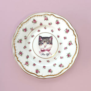 Vintage Art Plate - Cat plate - "Piss Off."