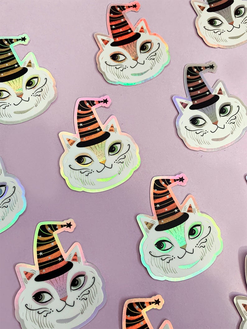 WITCHY KITTY HOLOGRAPHIC STICKER